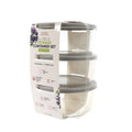 6 Piece Set (4 Cup / 32Oz) Round Glass Storage Containers With Lids, Grey