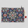 Authentic Kilim Fabric Multicolor Sacred Geometry Design Zipper Clutch Purse, Turkish Carpet, Pouch, Coin Purse, Wallet, Small Storage